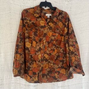 CJ Banks Long Sleeve Button Up 100% Cotton Multicolour Shirt Size 1X